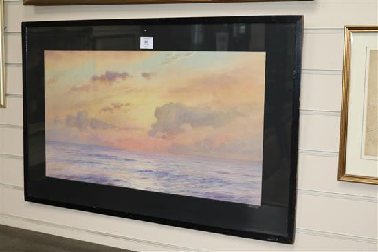 A.B. Cull, watercolour, Sunset over the sea, signed and dated 1929, 40 x 70cm